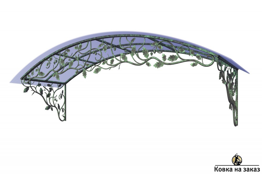 Дизайн-проект кованого арочного козырька над&nbsp;крыльцом с&nbsp;крышей из&nbsp;сотового поликарбоната, фото 1