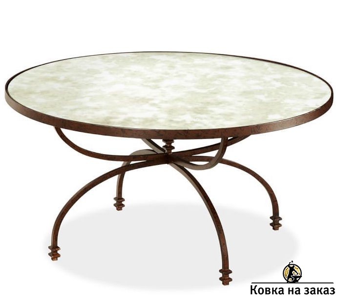 Простой кованый кофейный столик с круглой столешницей, фото 1