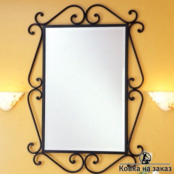 Зеркало на стену в металлической раме с украшением декоративным кованым узором, фото 1