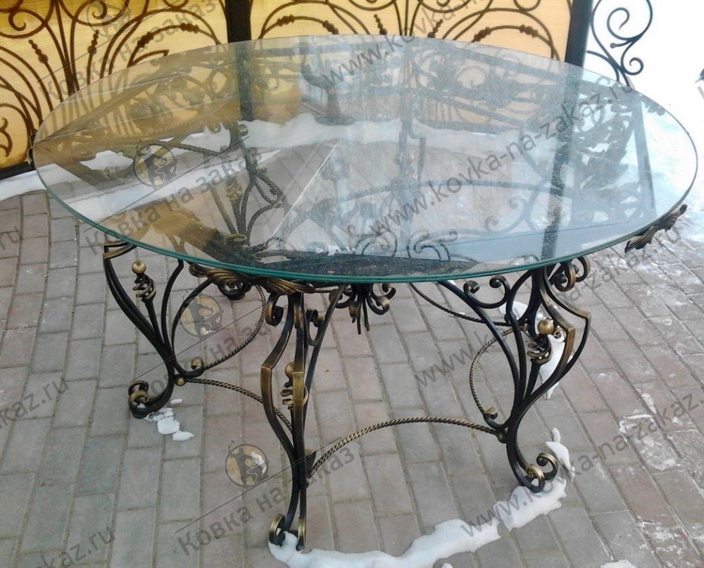 Кованый стол со стеклянной столешницей, артикул 2399, фото 1