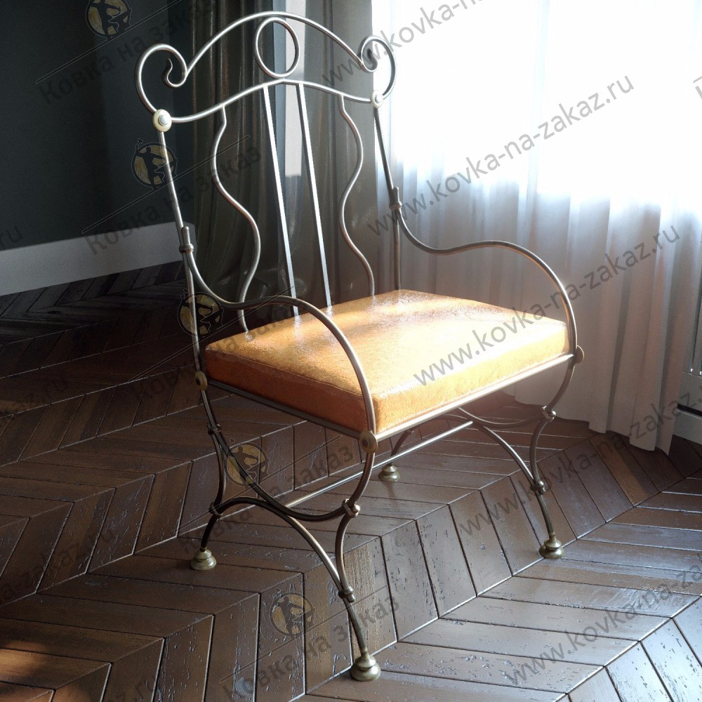 Дизайн-проект кованого кресла с металлической спинкой и мягким сиденьем, фото 1
