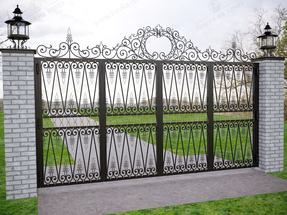 Дизайн монументальных распашных ворот в Рузе
