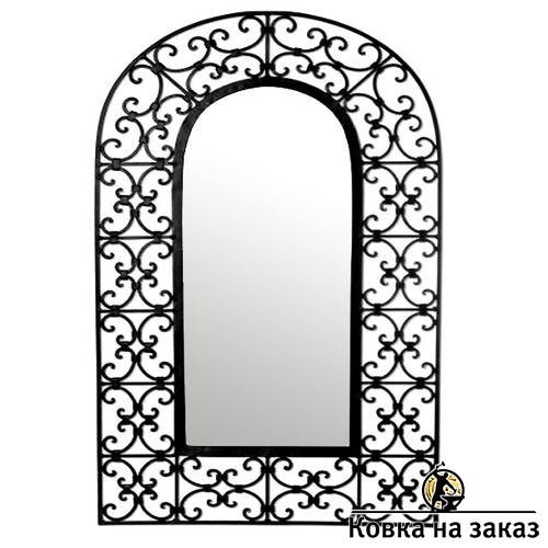 Широкая кованая рама для зеркала в форме арки, заполненная вензелями, фото 1