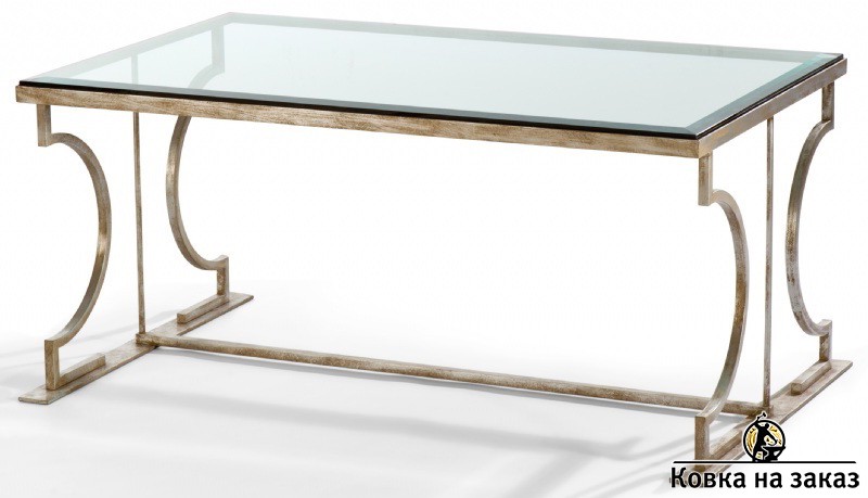 Кованый стол в&nbsp;индустриальном стиле со&nbsp;стеклянной столешницей