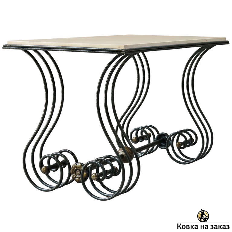 Дизайнерский кованый стол в&nbsp;скандинавском стиле с&nbsp;мраморной столешницей