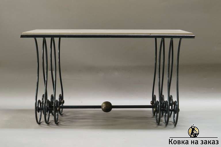 Дизайнерский кованый стол в&nbsp;скандинавском стиле с&nbsp;мраморной столешницей, фото 2