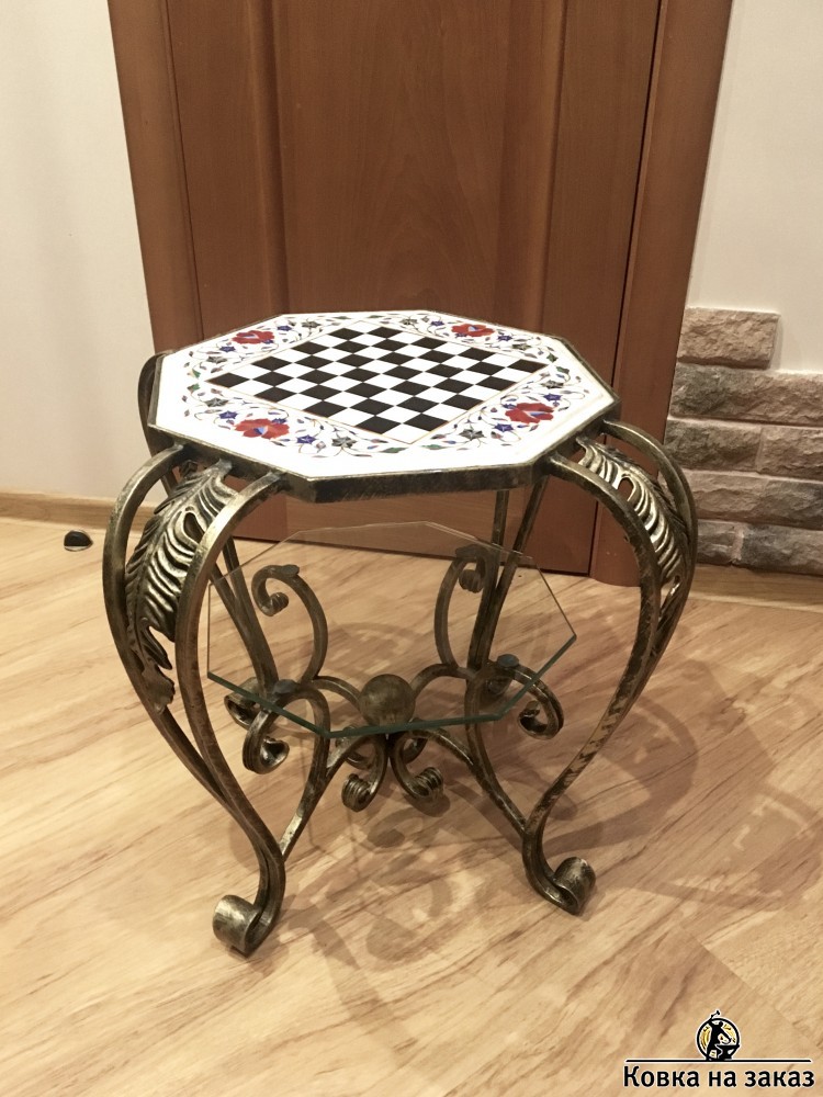 Декоративный кованый шахматный стол, фото 1