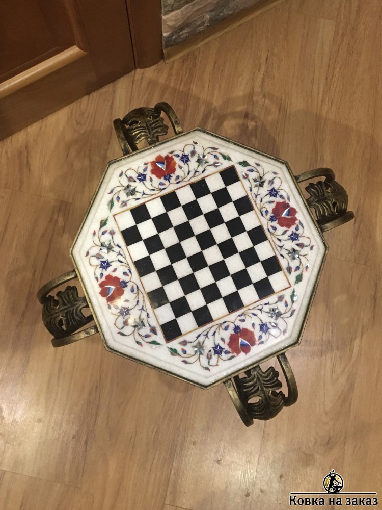 Декоративный кованый шахматный стол, фото 2