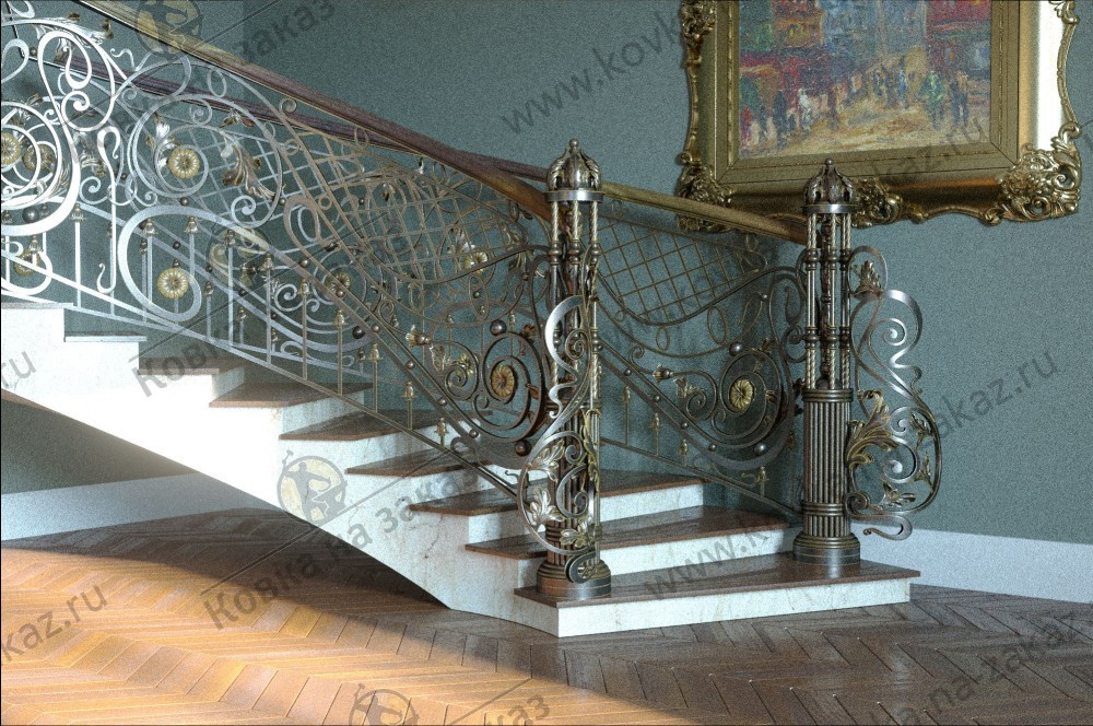 Дизайн-проект кованых перил на парадную лестницу в имперском стиле, фото 1