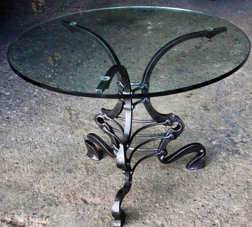 Кованый стол со стеклянной столешницей, артикул 2397, фото 1