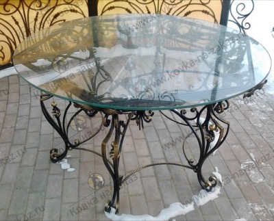 Кованый стол со стеклянной столешницей №2399