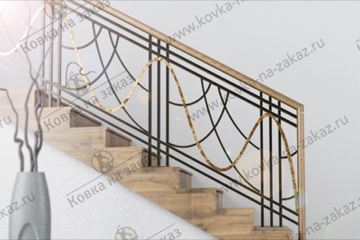 Дизайнерские перила на&nbsp;лестницу и&nbsp;площадку второго этажа в&nbsp;виде геометричных линий