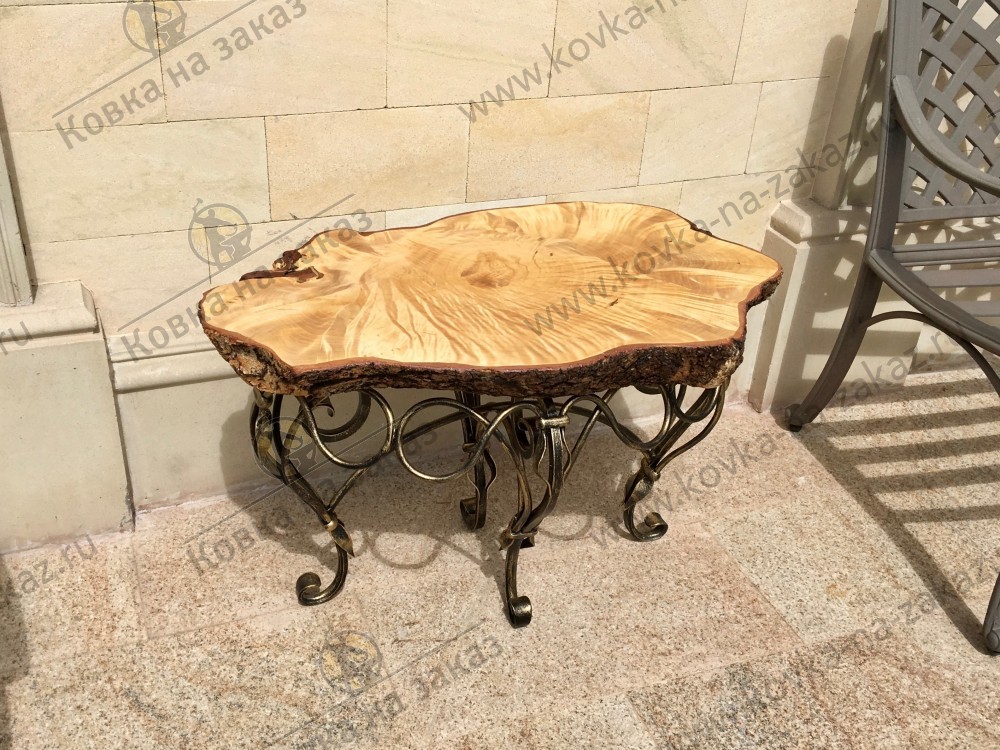 Столик с деревянной столешницей из берёзового спила для клиента с Новорижского шоссе, фото 2