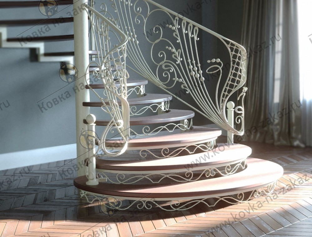 Проект дизайнерских кованых перил на&nbsp;винтовую лестницу с&nbsp;богатым и&nbsp;ярким приглашением, фото 1