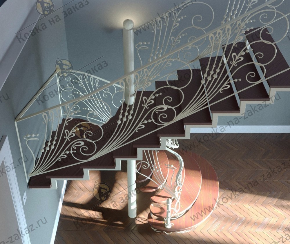 Проект дизайнерских кованых перил на&nbsp;винтовую лестницу с&nbsp;богатым и&nbsp;ярким приглашением, фото 3