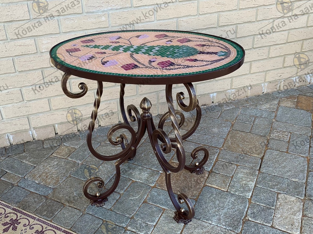Кованый журнальный столик со столешницей из мозаики, фото 1