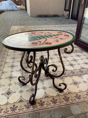 Кованый журнальный столик со столешницей из мозаики, фото 3