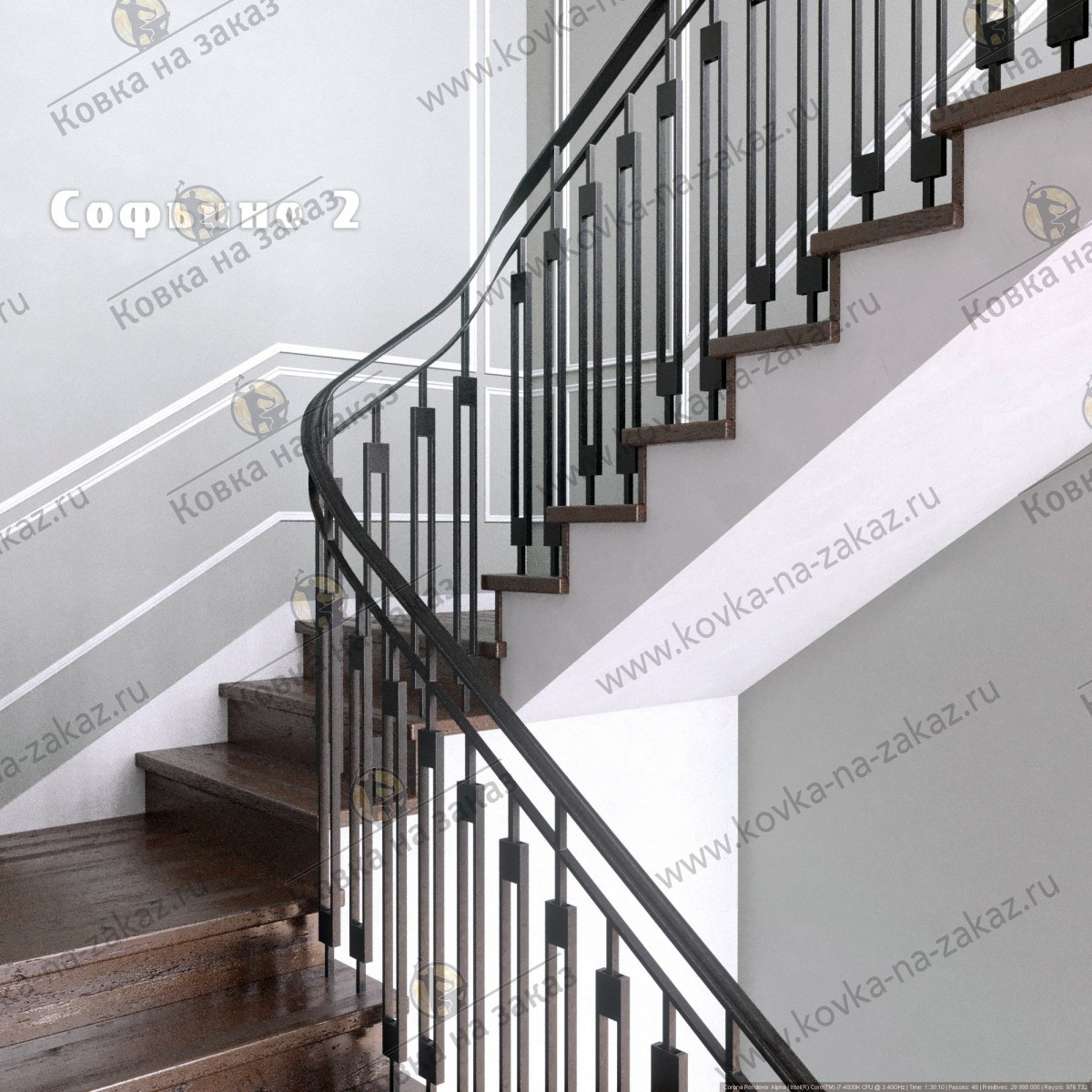 Перила для лестницы в КП Софьино 2, дизайн и эскизы, фото 3