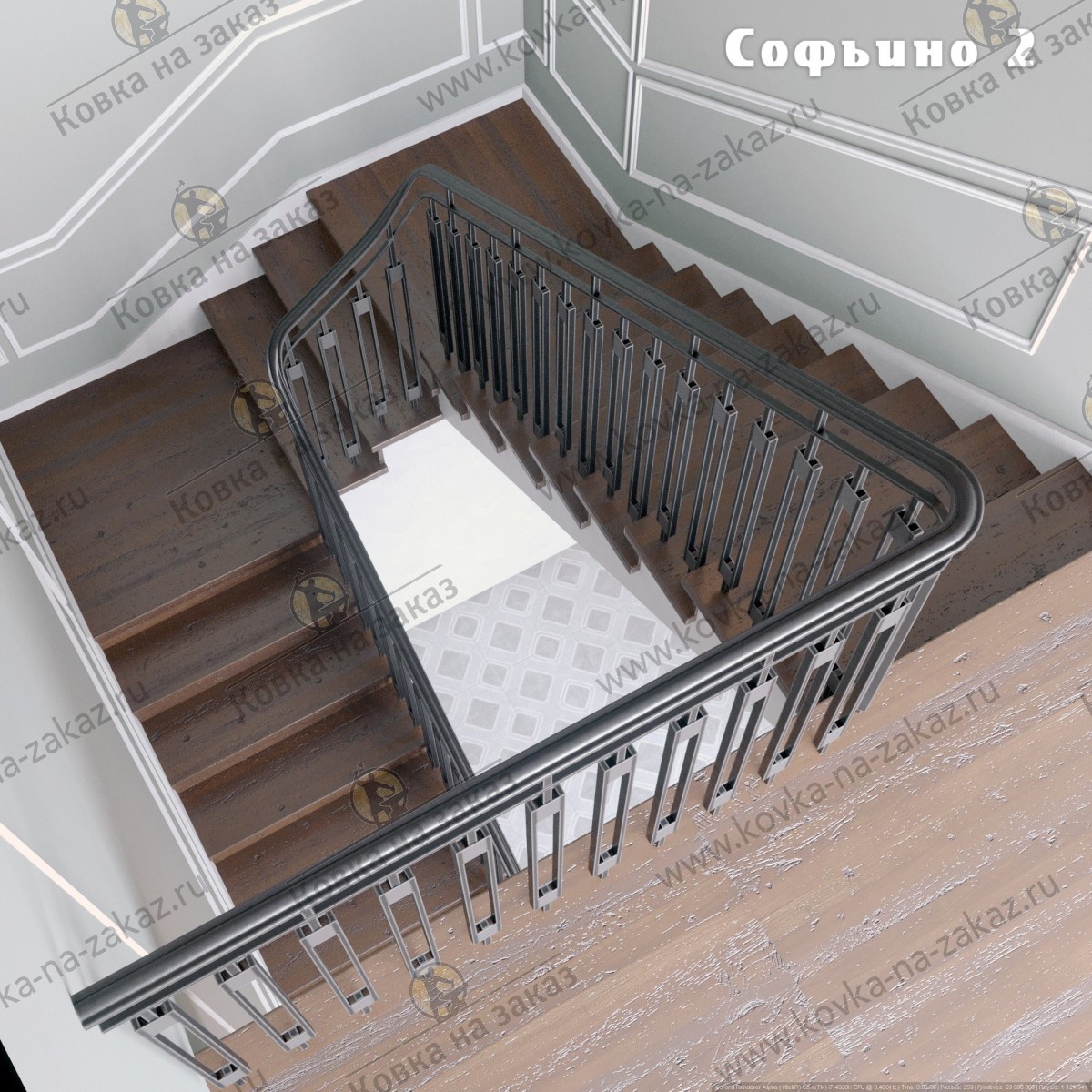 Перила для лестницы в КП Софьино 2, дизайн и эскизы, фото 4