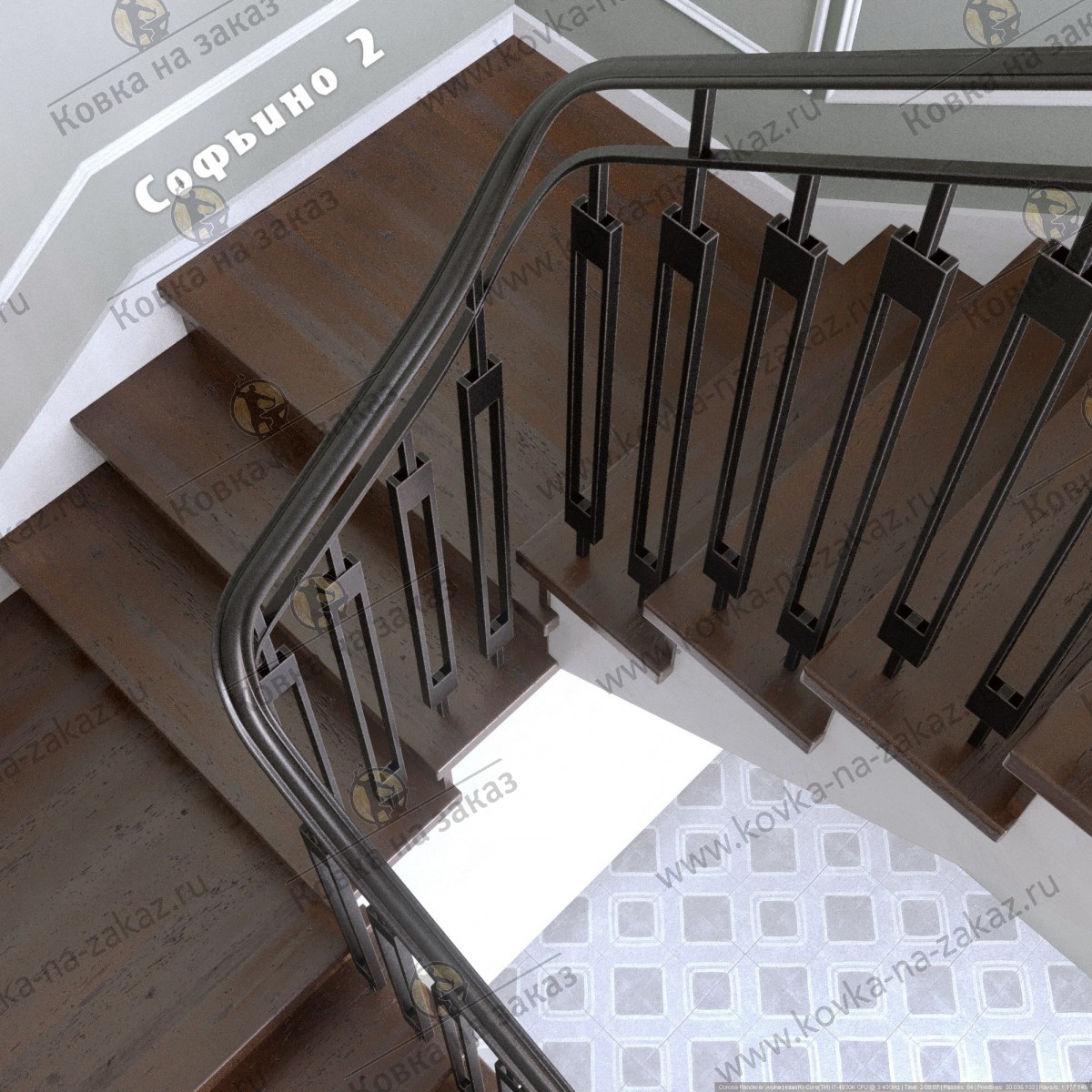 Перила для лестницы в КП Софьино 2, дизайн и эскизы, фото 5