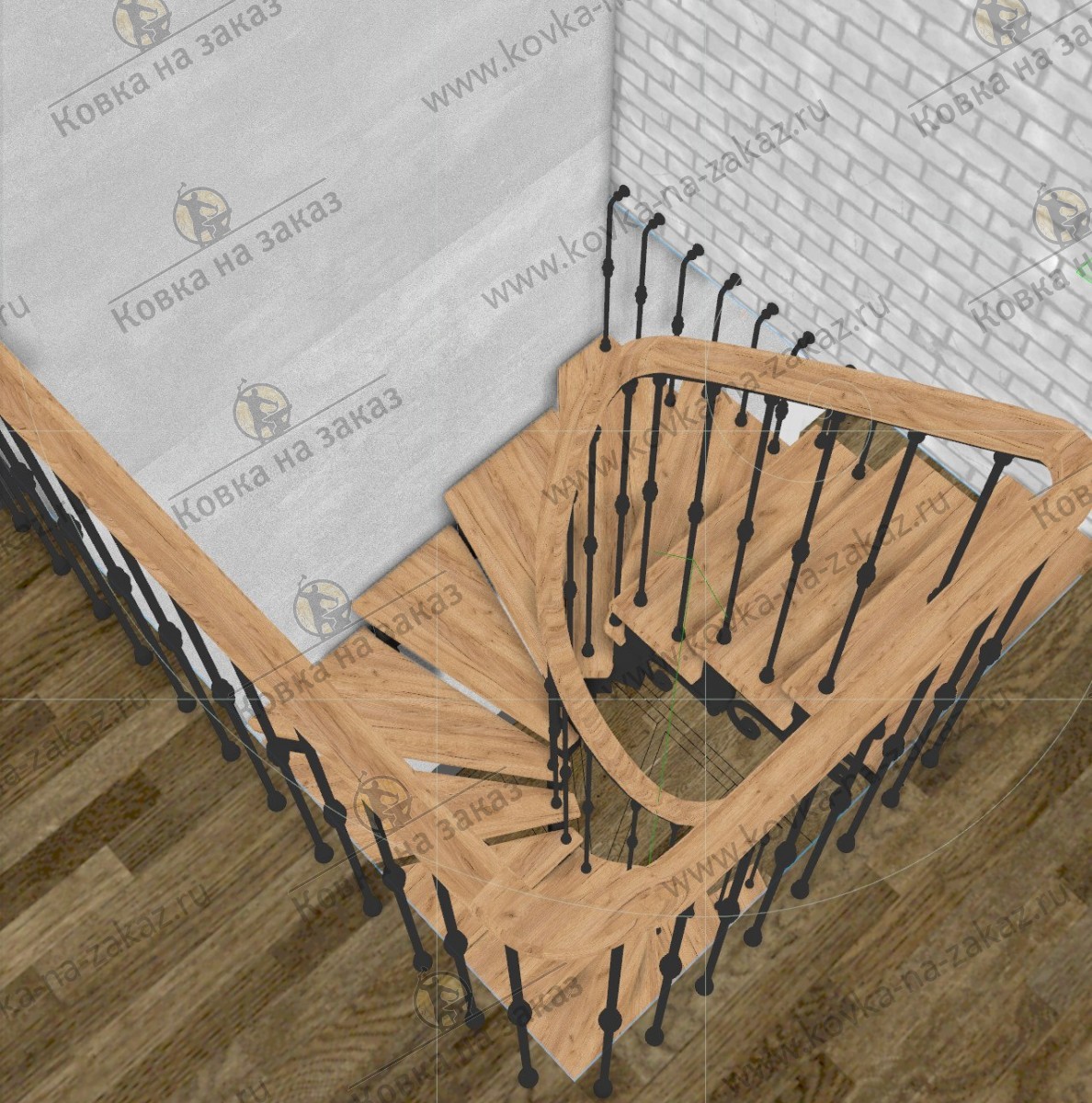 Перила для лестницы в ЖК Видный Город, дизайн и эскизы, фото 3