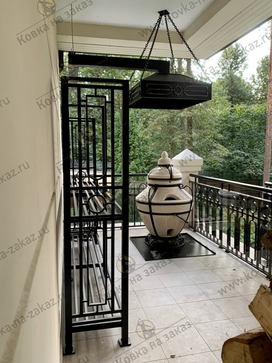 Кованая поленница-дровник для&nbsp;террасы загородного дома в&nbsp;Дунино, фото 4