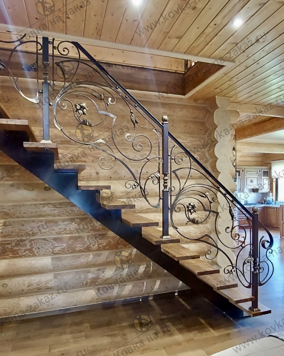 Перила на&nbsp;металлическую лестницу в&nbsp;деревянный дом&nbsp;в&nbsp;Ивашково, фото 1
