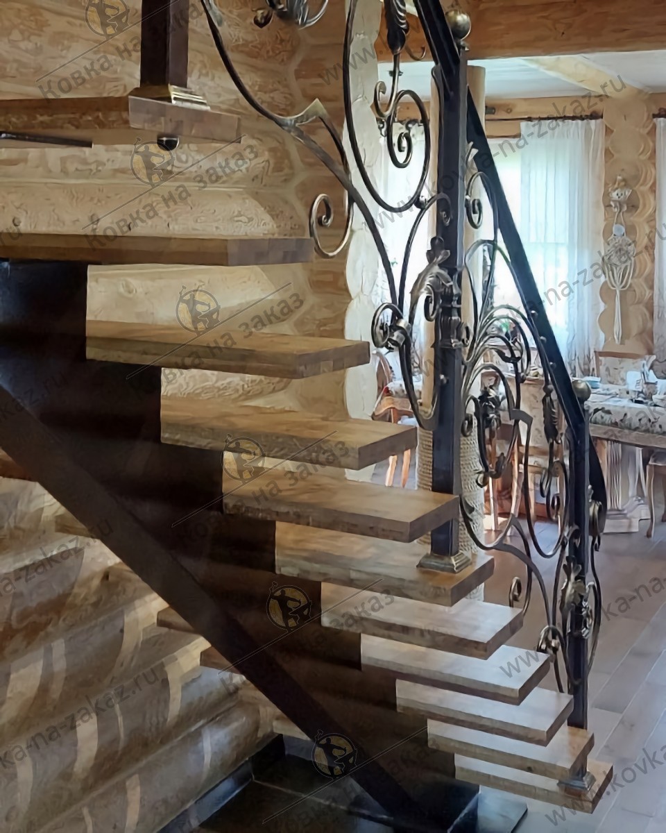 Перила на&nbsp;металлическую лестницу в&nbsp;деревянный дом&nbsp;в&nbsp;Ивашково, фото 6