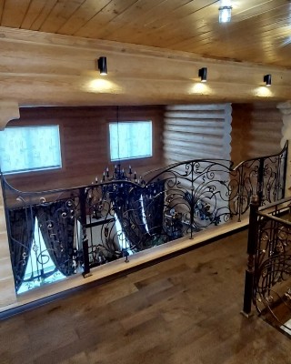 Перила на&nbsp;металлическую лестницу в&nbsp;деревянный дом&nbsp;в&nbsp;Ивашково, фото 3