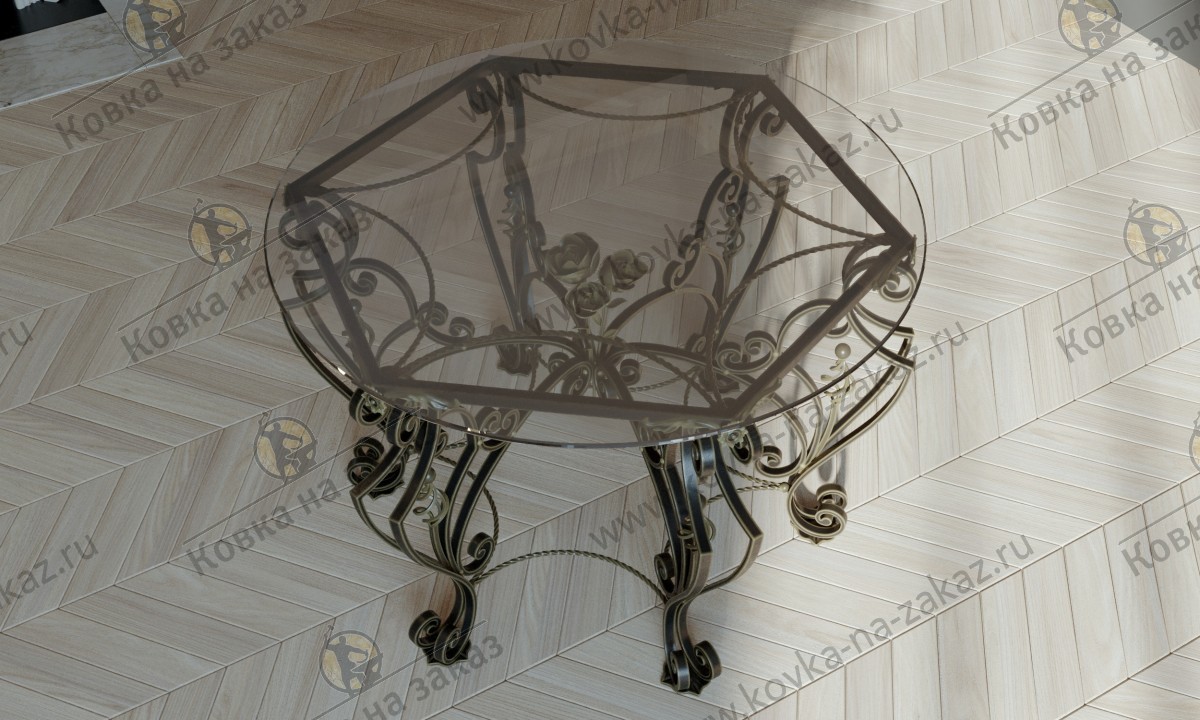 Проект кованого стола со&nbsp;стеклянной столешницей, фото 2