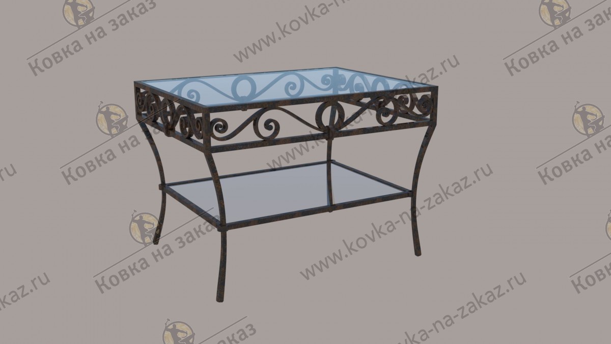 Кованый столик со стеклянной столешницей в Сосенском, дизайн и эскизы, фото 2